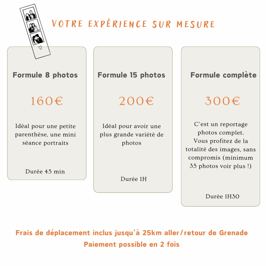 Tarifs photos de famille à Toulouse, Grenade, Montauban